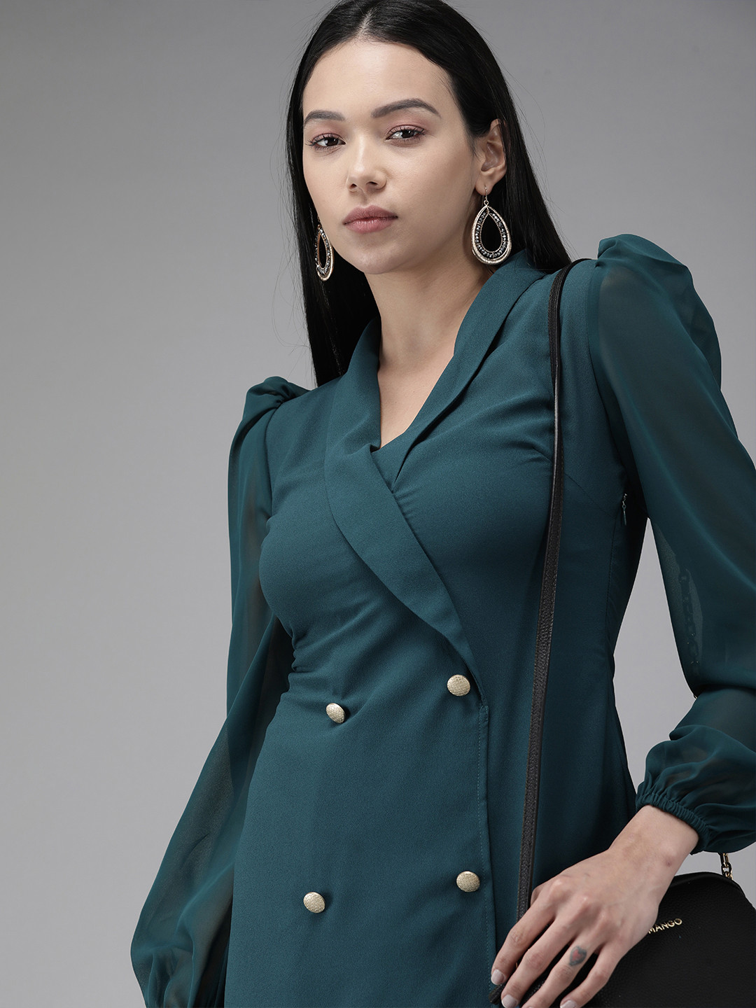 MISH Teal Green Georgette Blazer Dress