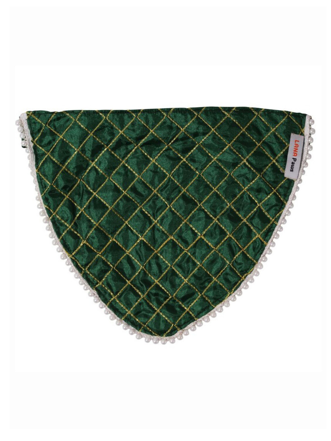 LANA PAWS Green & Yellow Self Design Cotton Dog Bandana