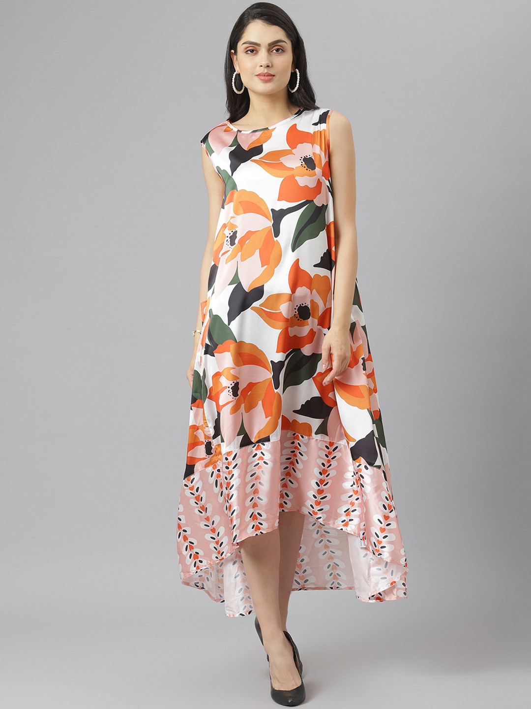 am ma Multicoloured Floral Satin Maxi Dress