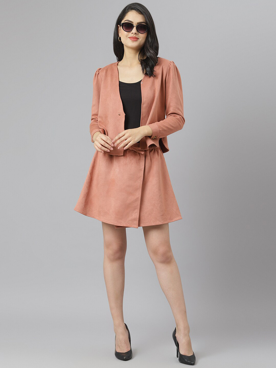 am ma Women Pink Solid V-neck Regular Top