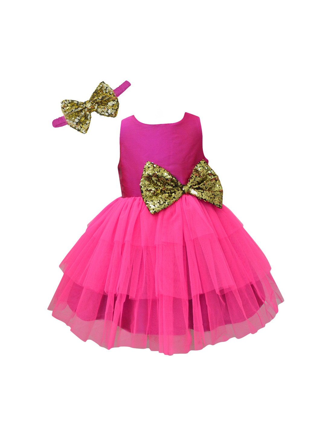 A T U N Fuchsia Net Dress