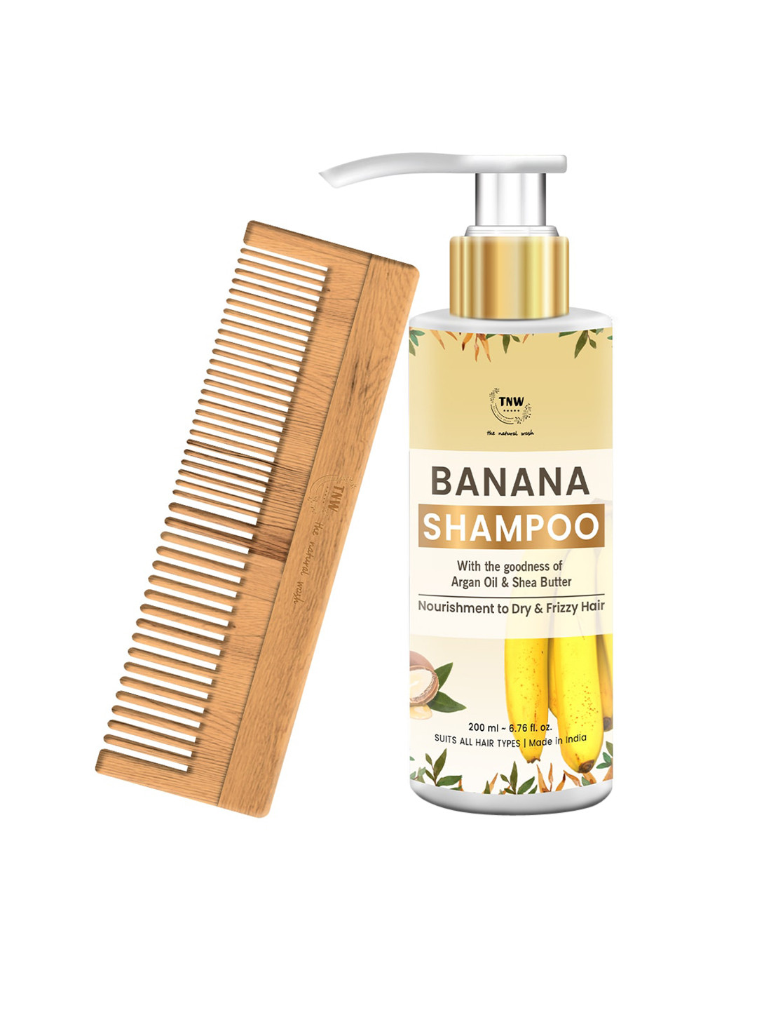 TNW the natural wash Banana Shampoo With Neem comb