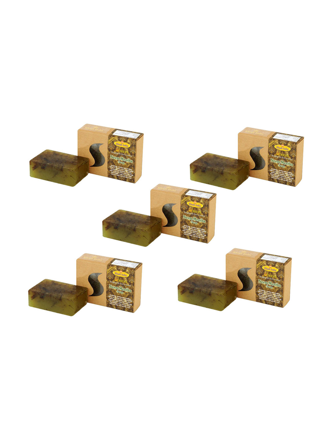 abeers Handmade Neem Mentha Essential Oil Premium Soap, 125 g, Pack of 5