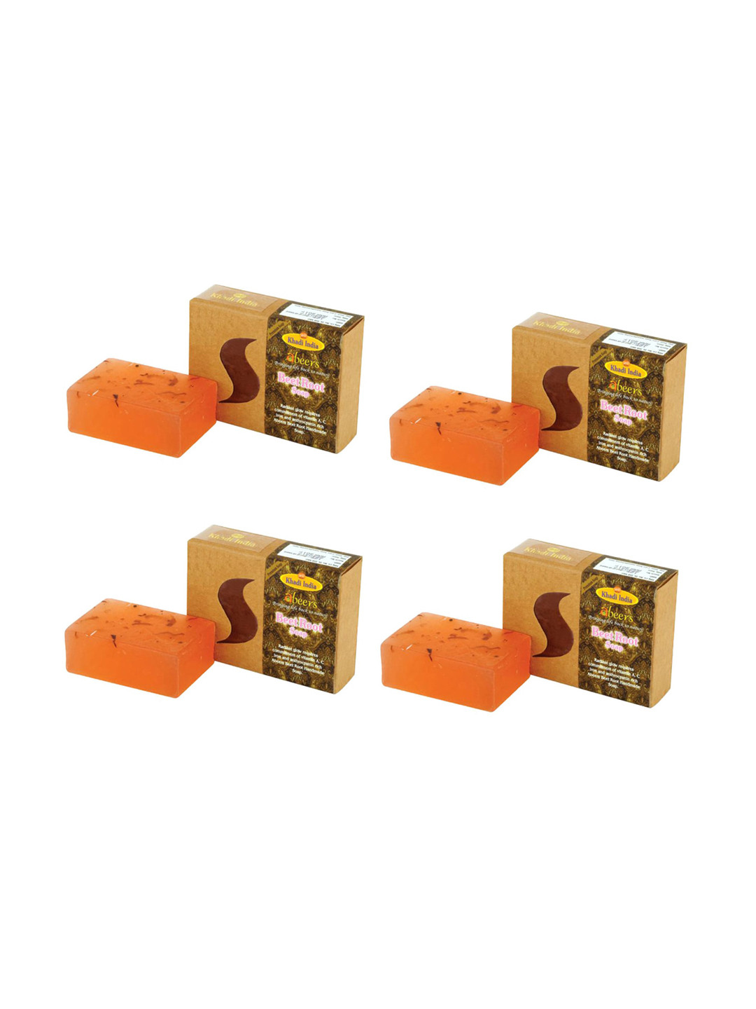 abeers Pack of 4 Khadi Handmade Beet Root With Essential Oil Premium Soap