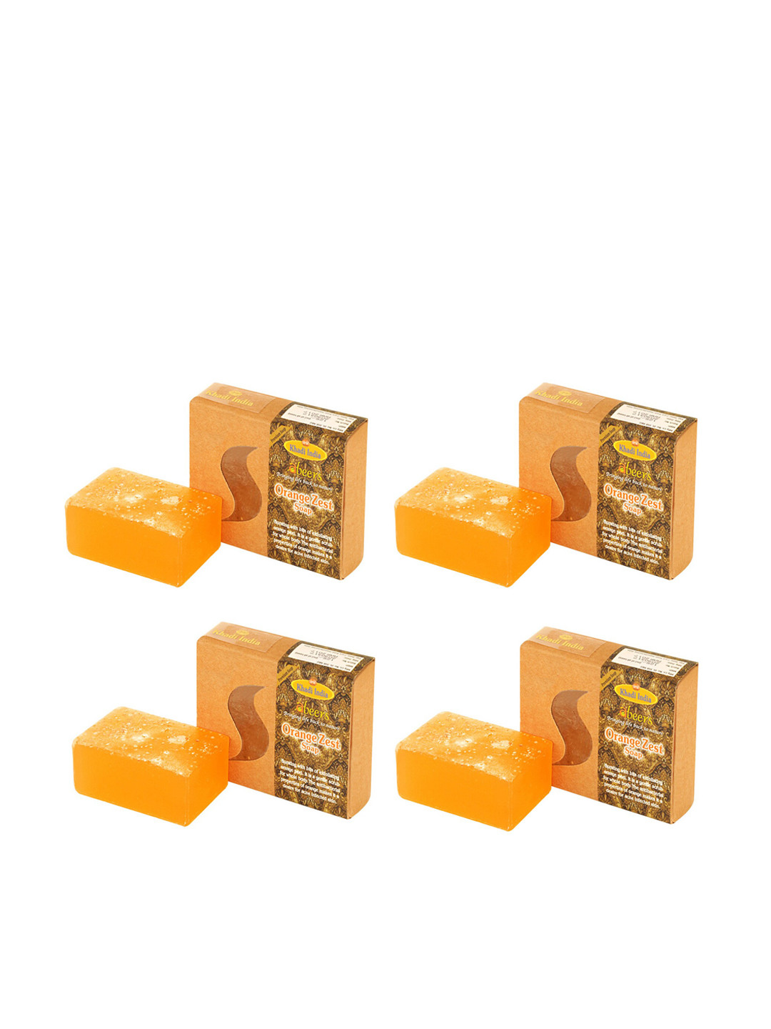 abeers Pack of 4 Handmade Orange Zest With Essential Oil Premium Soap-125 g