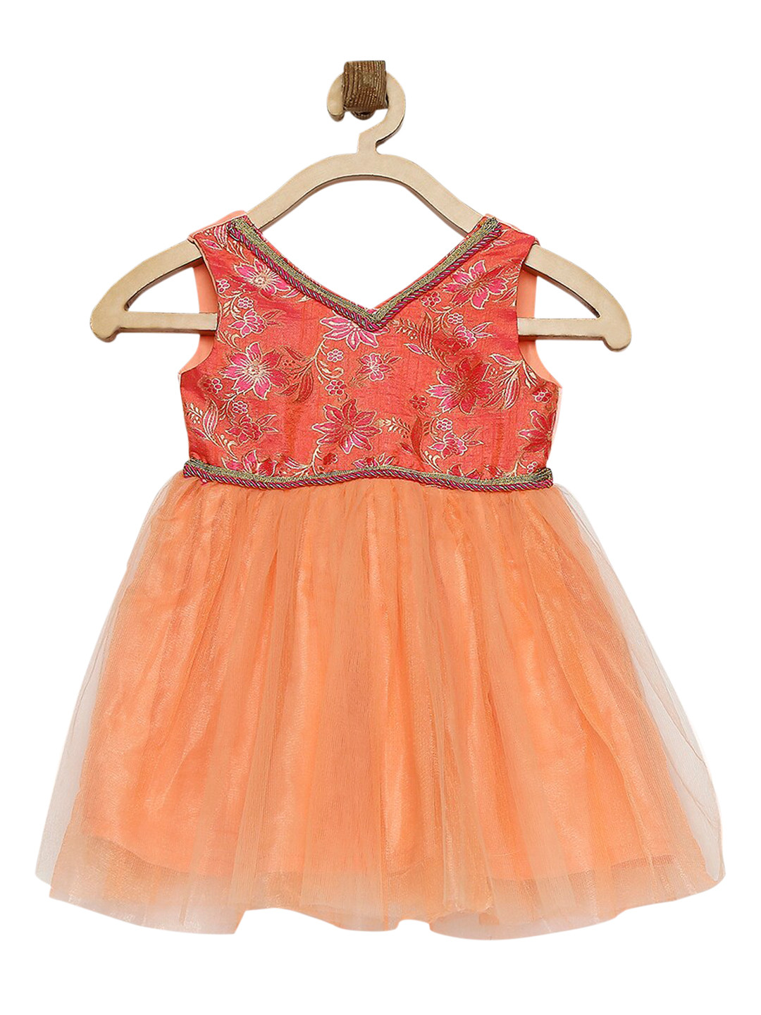 MANY FROCKS & Peach-Coloured Net Ethnic Dress