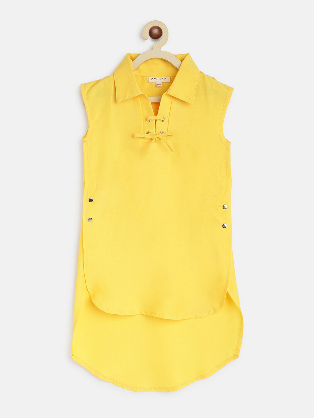 am ma Girls Yellow High-Low Top