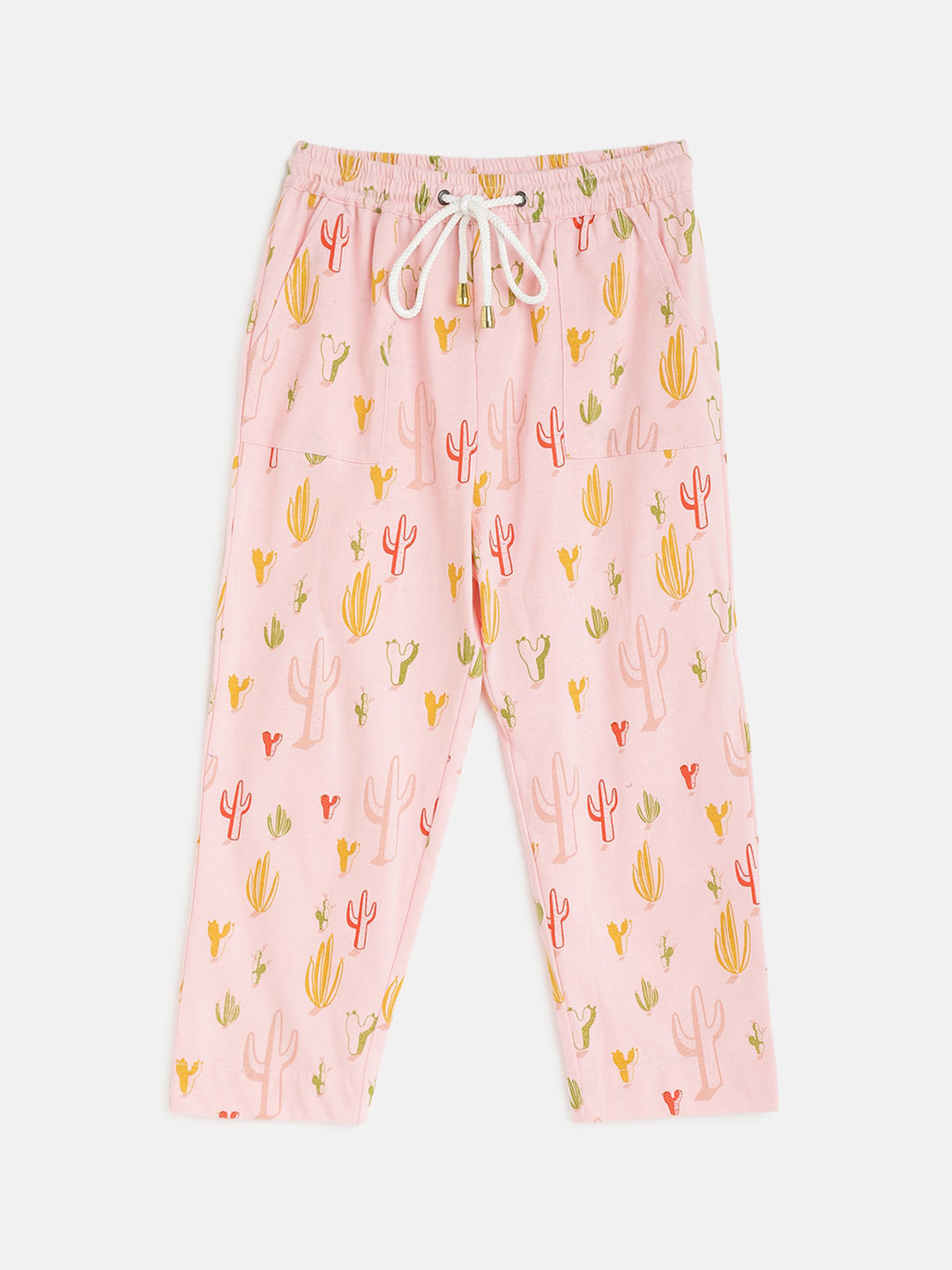am ma Girls Pink Printed Trackpants
