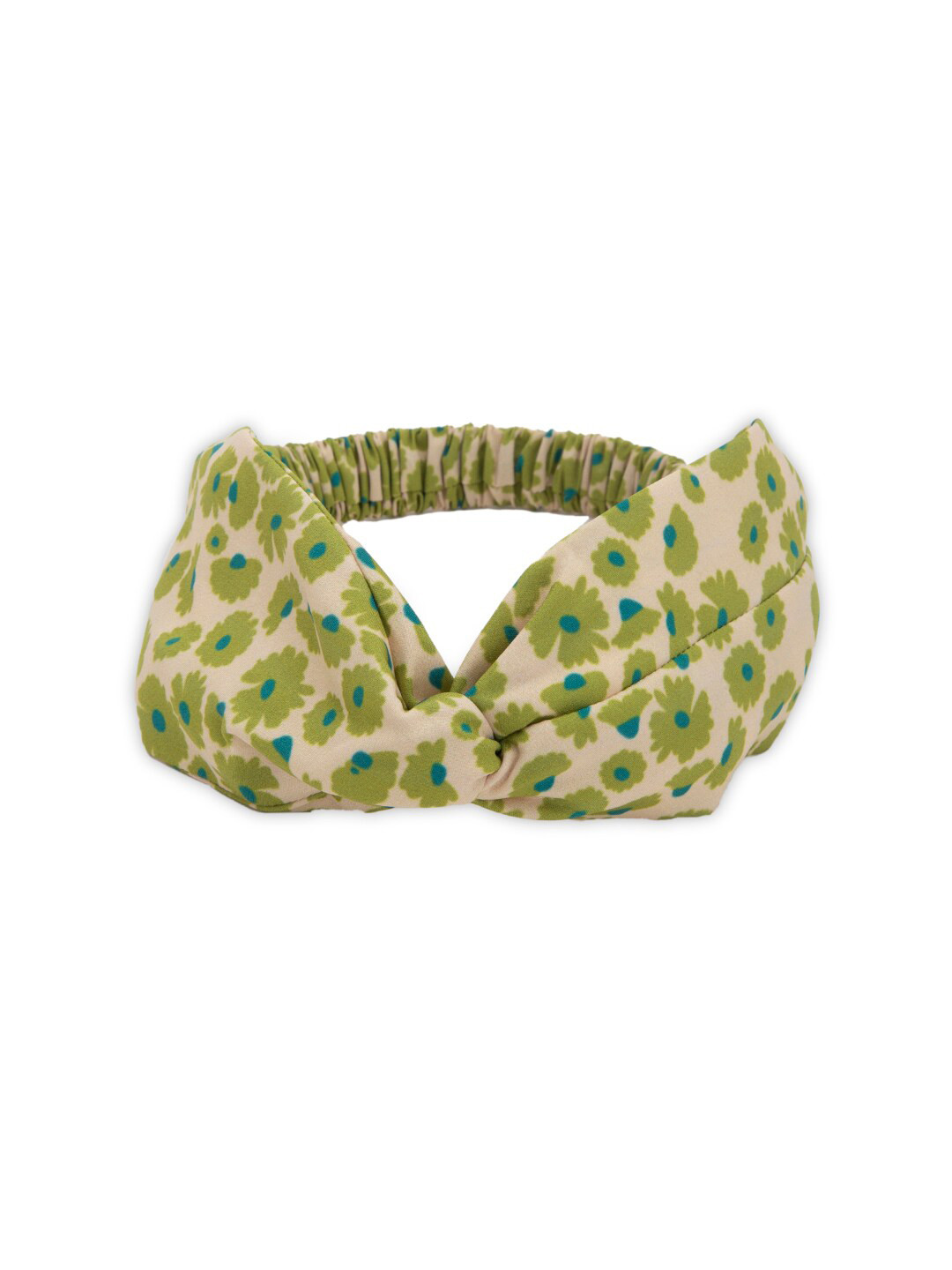DEEBACO Women Green & Beige Floral Printed Knot Elastic Headband