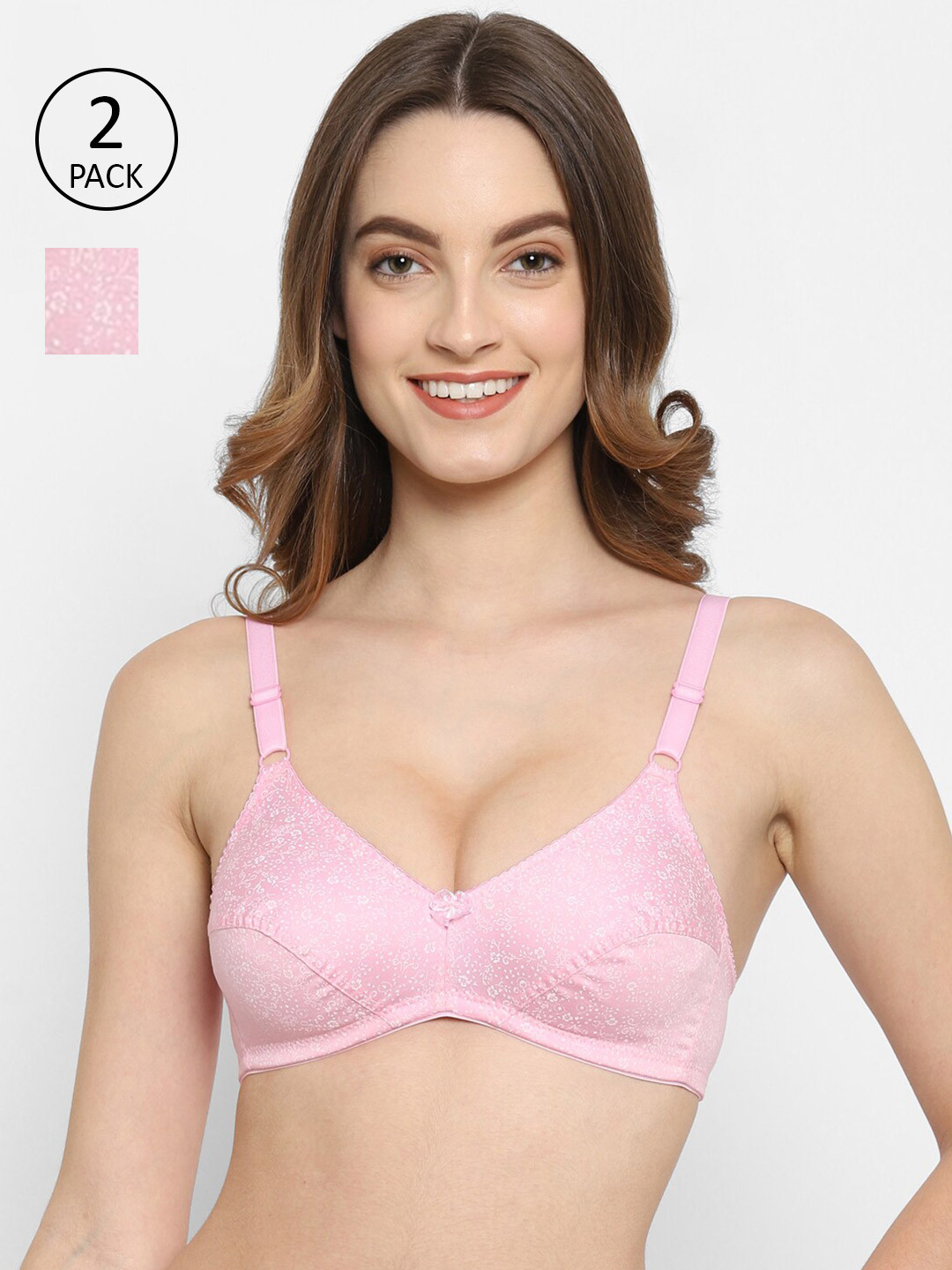 Floret Set-2 Pink Floral T-shirt Bra