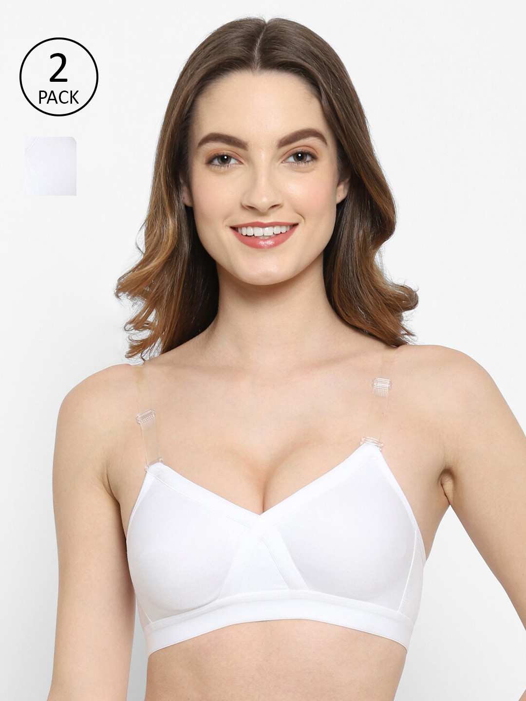 Floret Pack Of 2 White Minimizer Bra T3094_White-White_30B