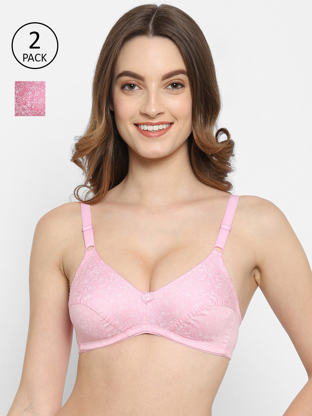 Floret Pack of 2 Pink & Purple Floral T-shirt Bras