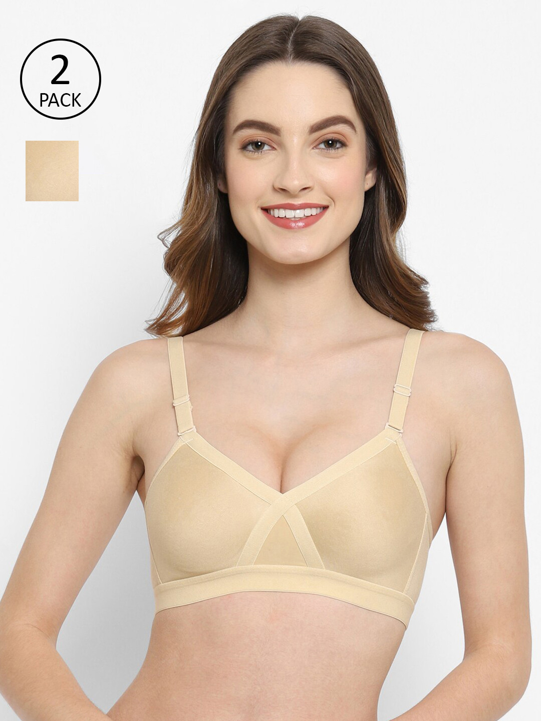 Floret Pack Of 2 Beige Minimizer Bra T3094_Skin-Skin_30B