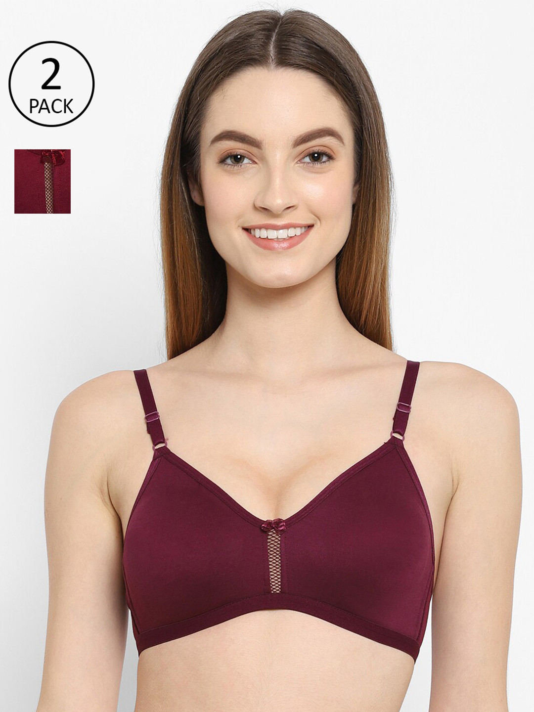 Floret Set-2 Burgundy T-shirt Bra