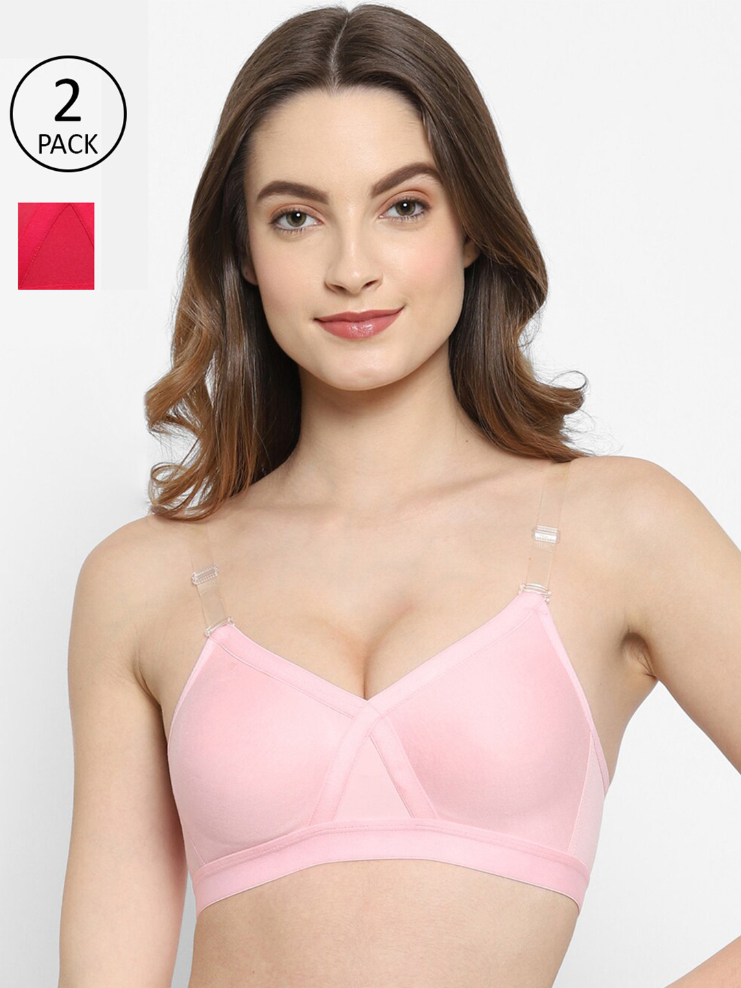 Floret Set-2 Pink& Magenta Minimizer Bra
