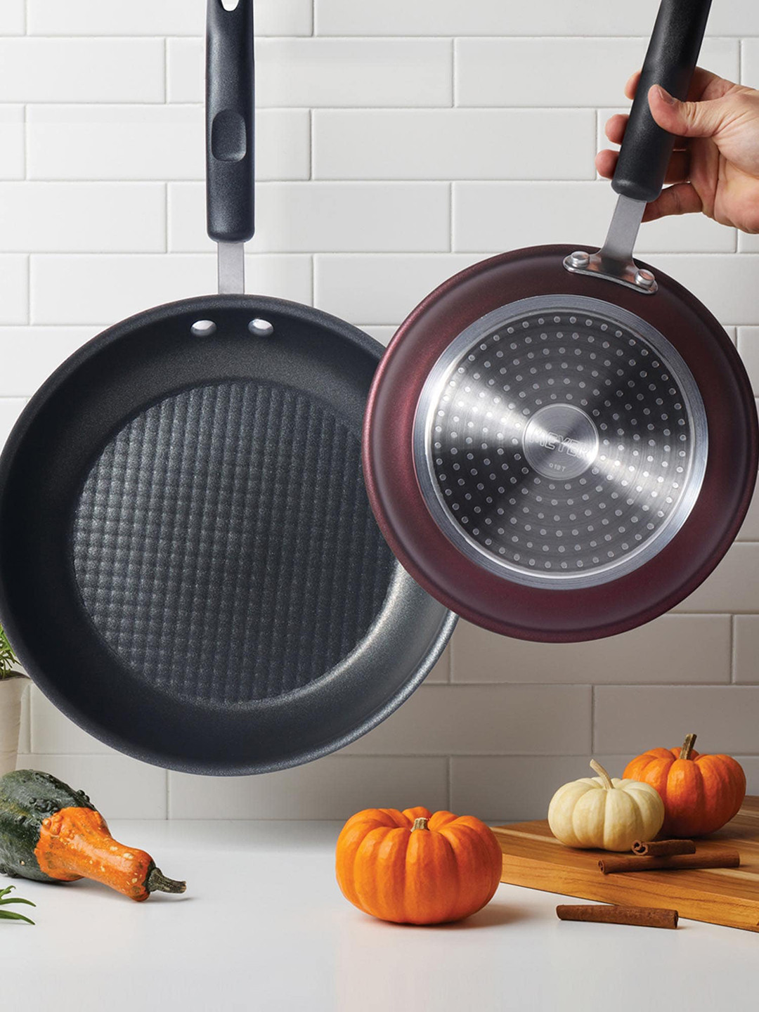 MEYER Merlot Burgundy & Black Non Stick Aluminium Open Frying Pan