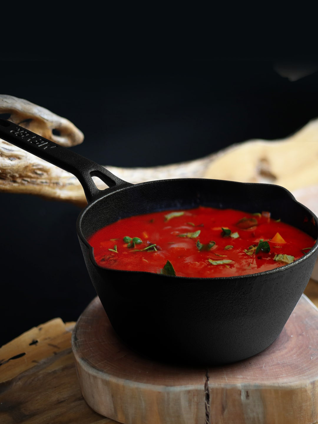 MEYER Black Pre-Seasoned Cast Iron Deep Frypan/Skillet, 18cm