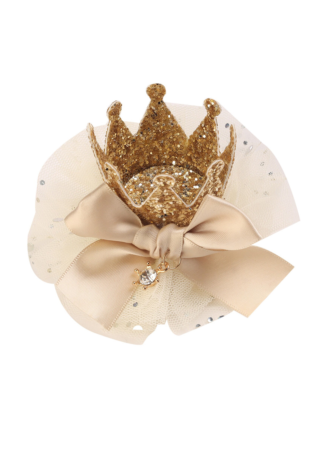Yellow Bee Girls Gold-Toned Embellished Alligator Hair Clip