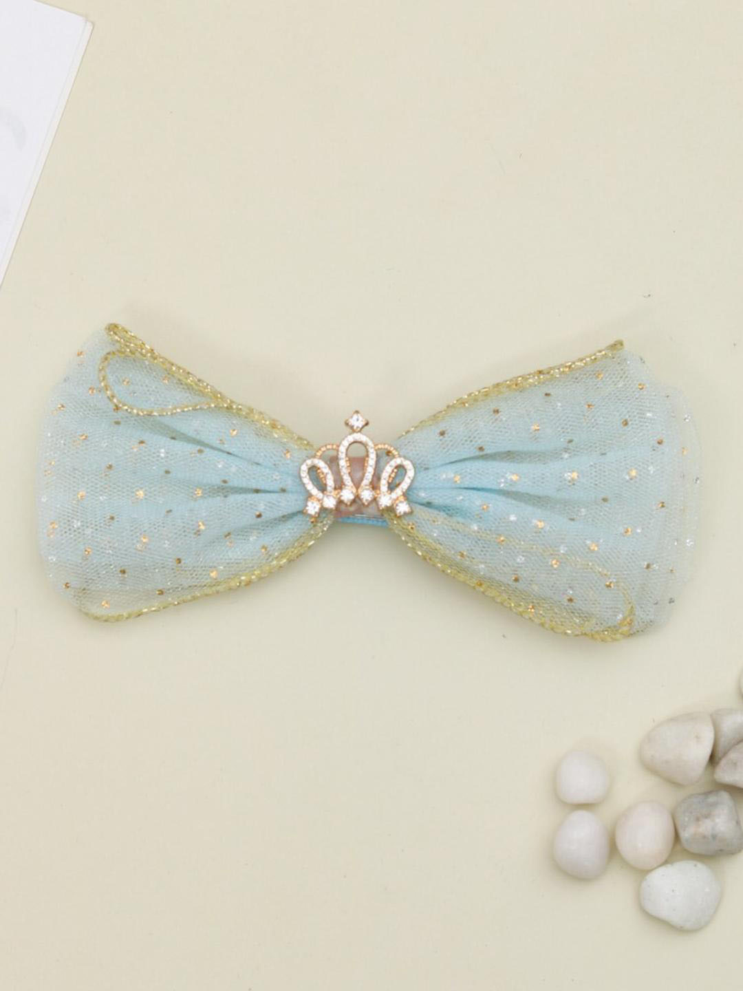 Yellow Bee Girls Blue & Gold-Toned Embellished Alligator Hair Clip