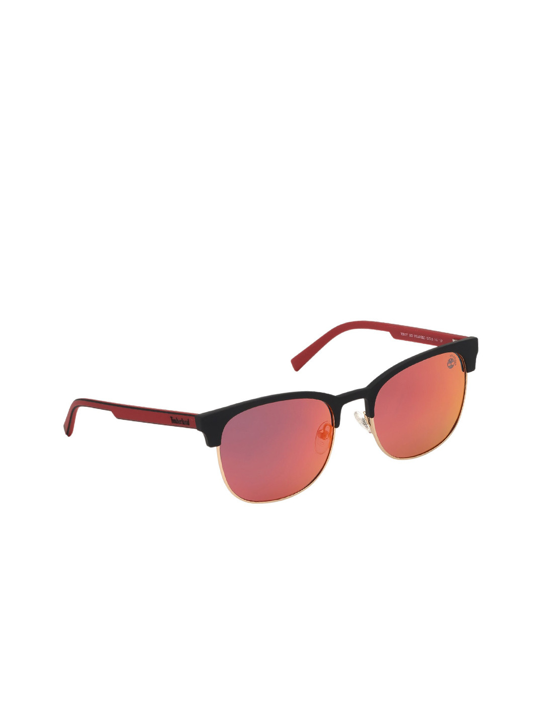 Timberland Unisex Orange Lens & Black UV Protected Browline Sunglasses TB9177 53 05D