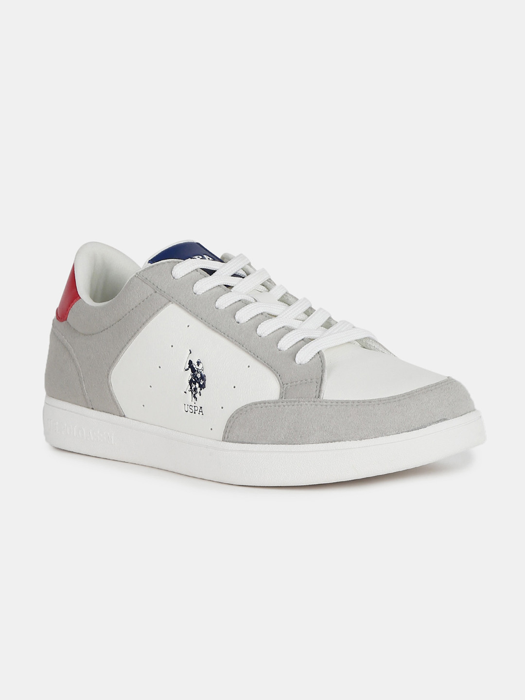 U S Polo Assn Men Off White Colourblocked PU Sneakers