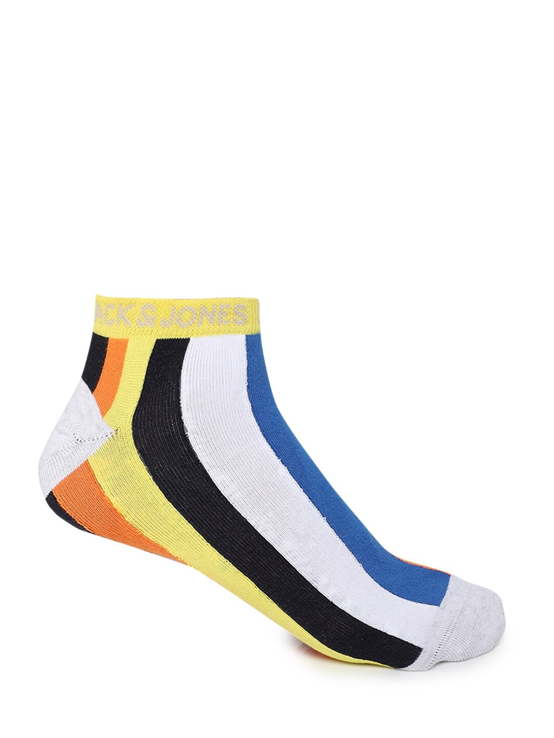 Jack   Jones Unisex Yellow   Orange Striped Cotton Ankle Length Socks