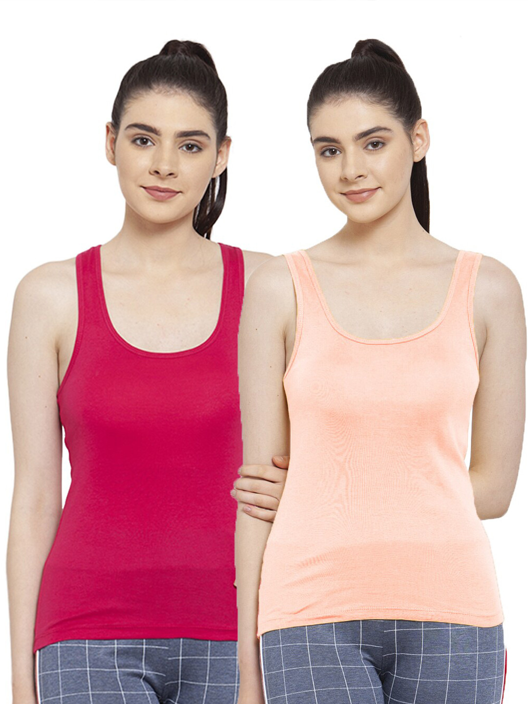 Friskers Woman Pack of 2 Pink & Peach Tank Top
