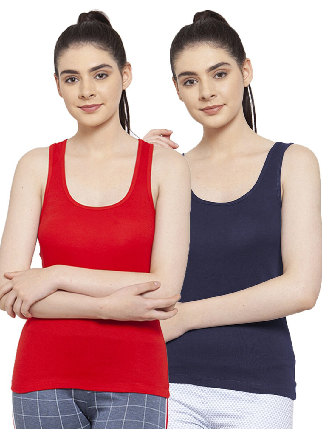 Friskers Red & Navy Blue Pack of 2 Tank Tops
