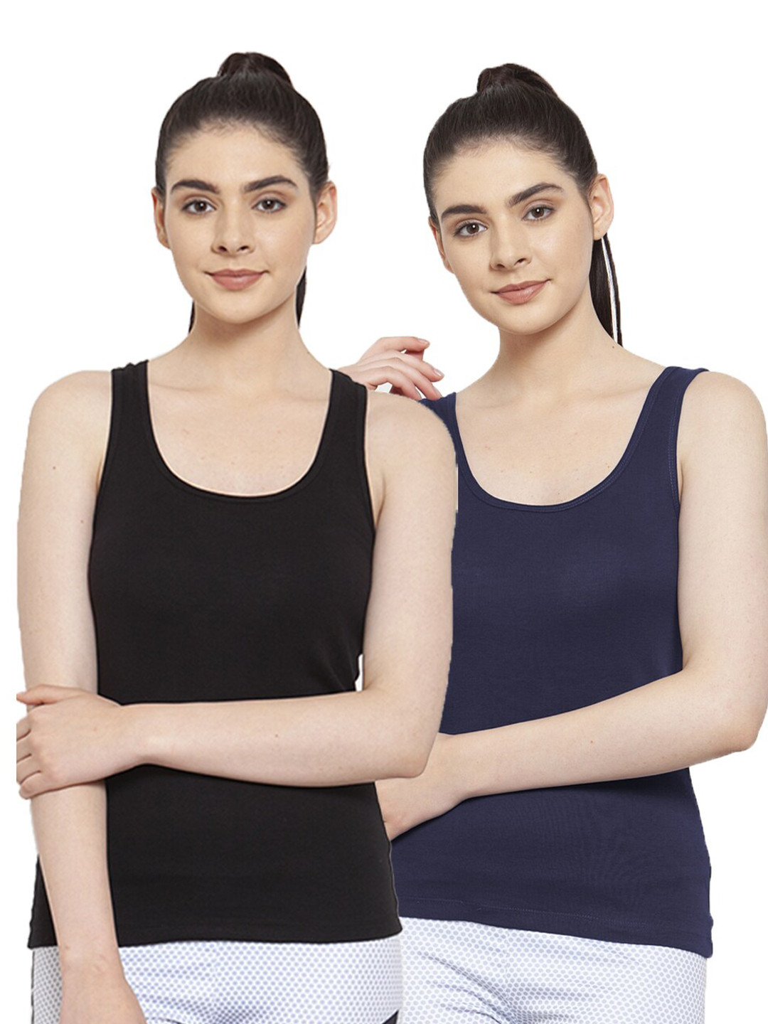 Friskers Black & Navy Blue Pack of 2 Tank Tops