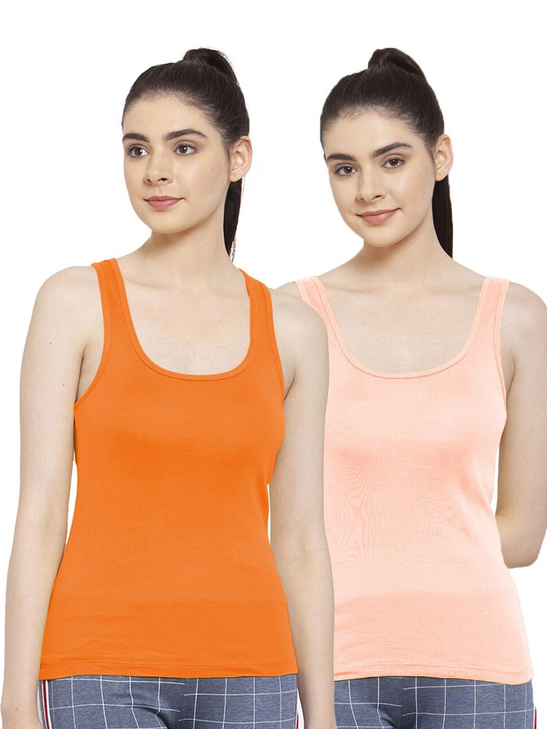 Friskers Woman Pack of 2 Orange & Peach Tank Top