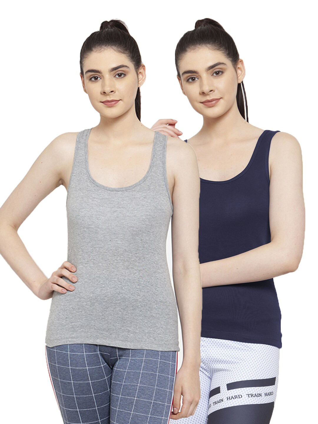 Friskers Woman Pack of 2 Grey & Navy Tank Top