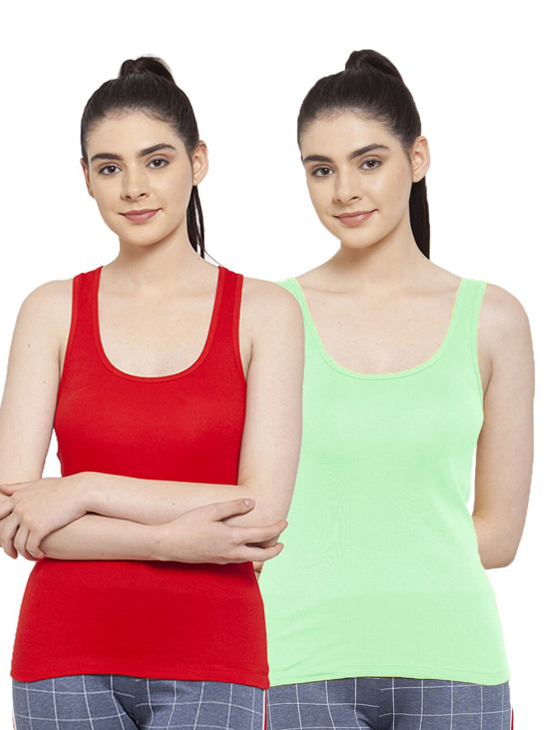 Friskers Pack of 2 Red & Green Tank Top