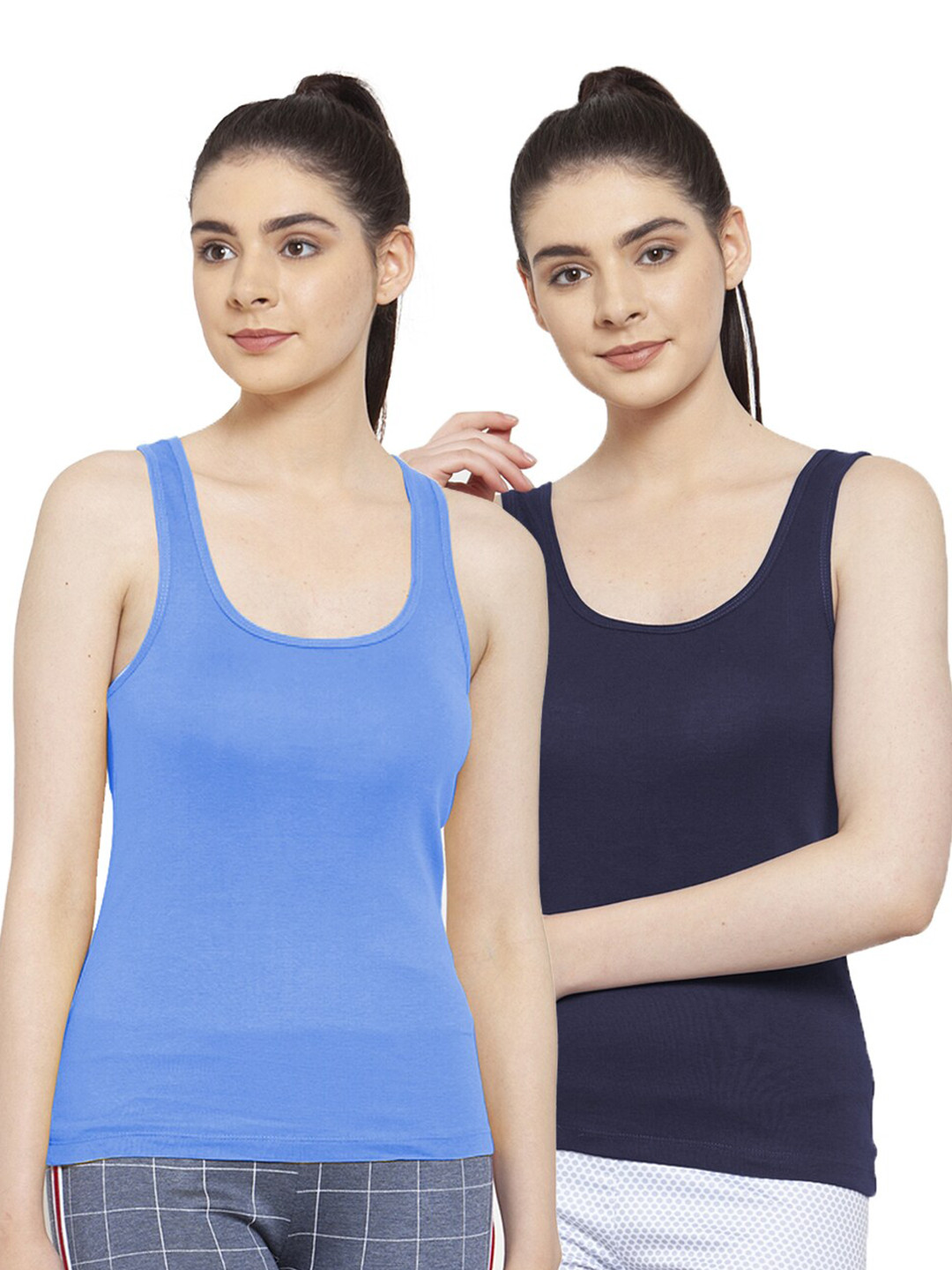 Friskers Woman Pack of 2 Navy Blue & Turquoise Tank Top