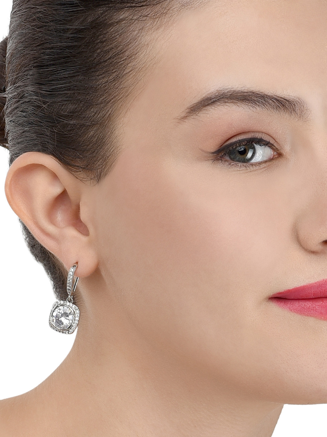 AMI Silver-Toned Contemporary Drop Earrings