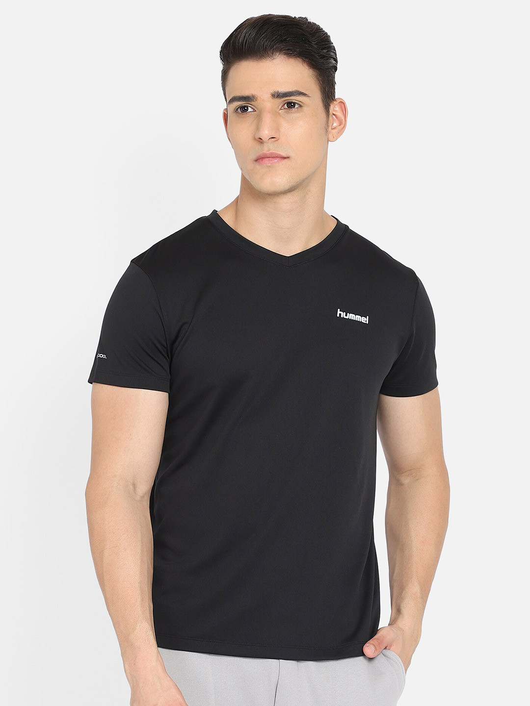 hummel Men Black V-Neck T-shirt