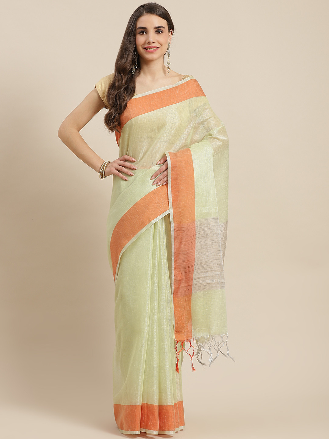 Mitera Green Woven Design Zari Banarasi Saree