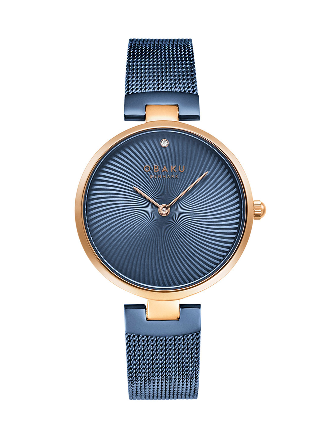 Obaku Women Blue Brass Diamond Dial & Blue Bracelet Style Straps Analogue Watch V256LXVLML