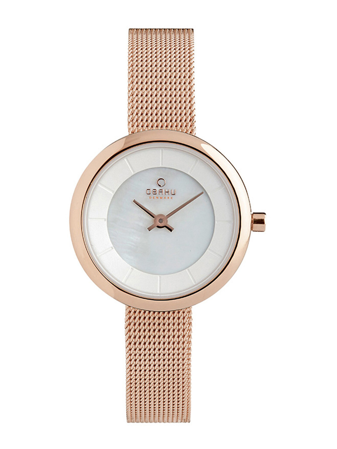 Obaku Women White Brass Mother of Pearl Dial & Rose Gold-Toned Straps Watch V146LXVWMV