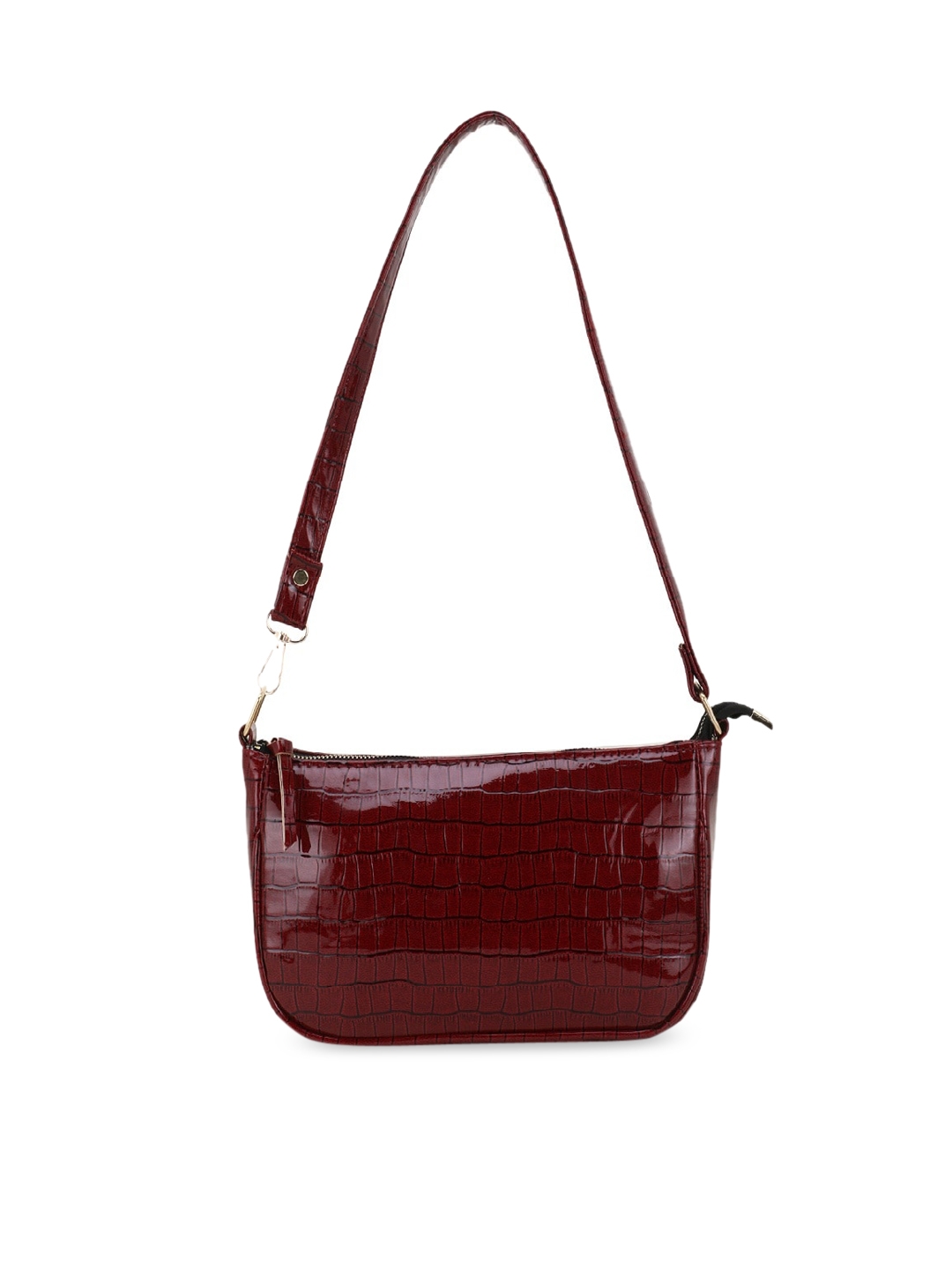 Lychee bags Maroon Animal Textured PU Structured Shoulder Bag