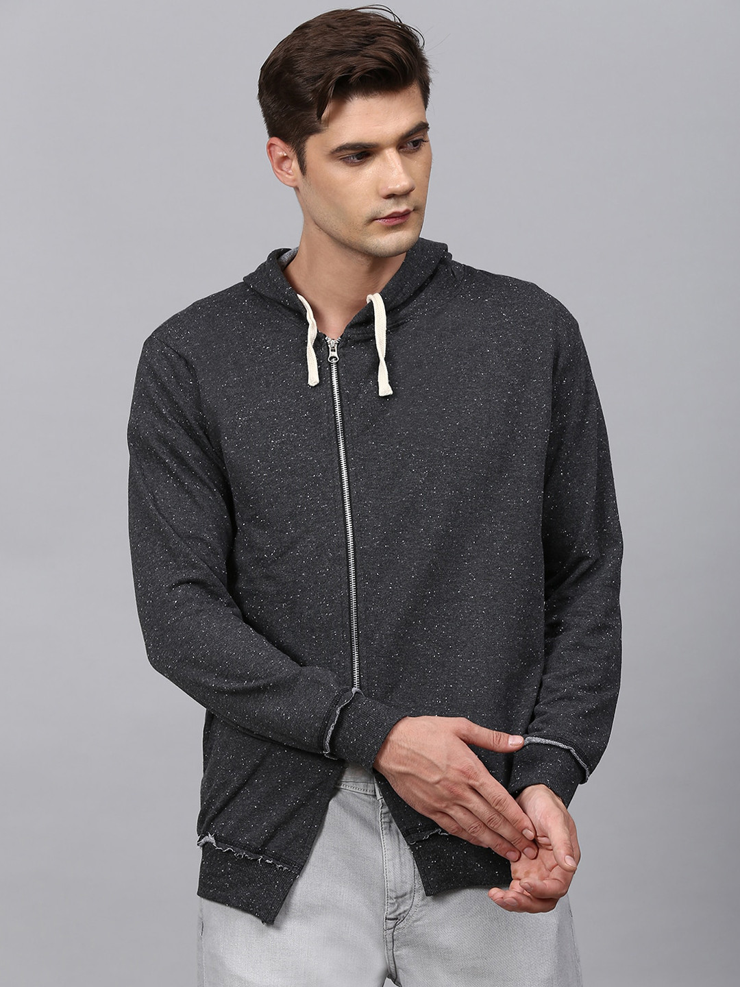 Campus Sutra Men Charcoal Grey Sporty Jacket