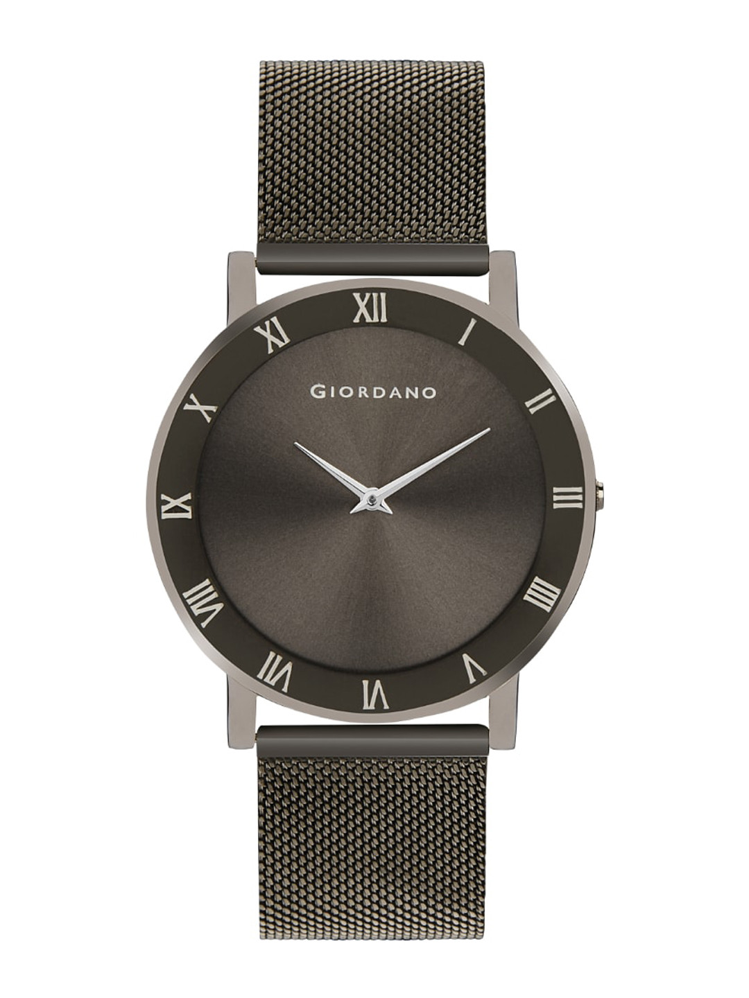 GIORDANO Men Gunmetal-Toned Brass Dial & Bracelet Style Straps Analogue Watch GD4059-11