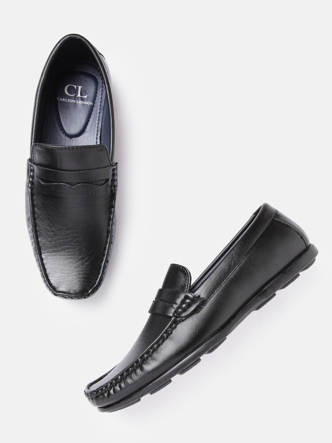 Carlton London Men Black Penny Loafers