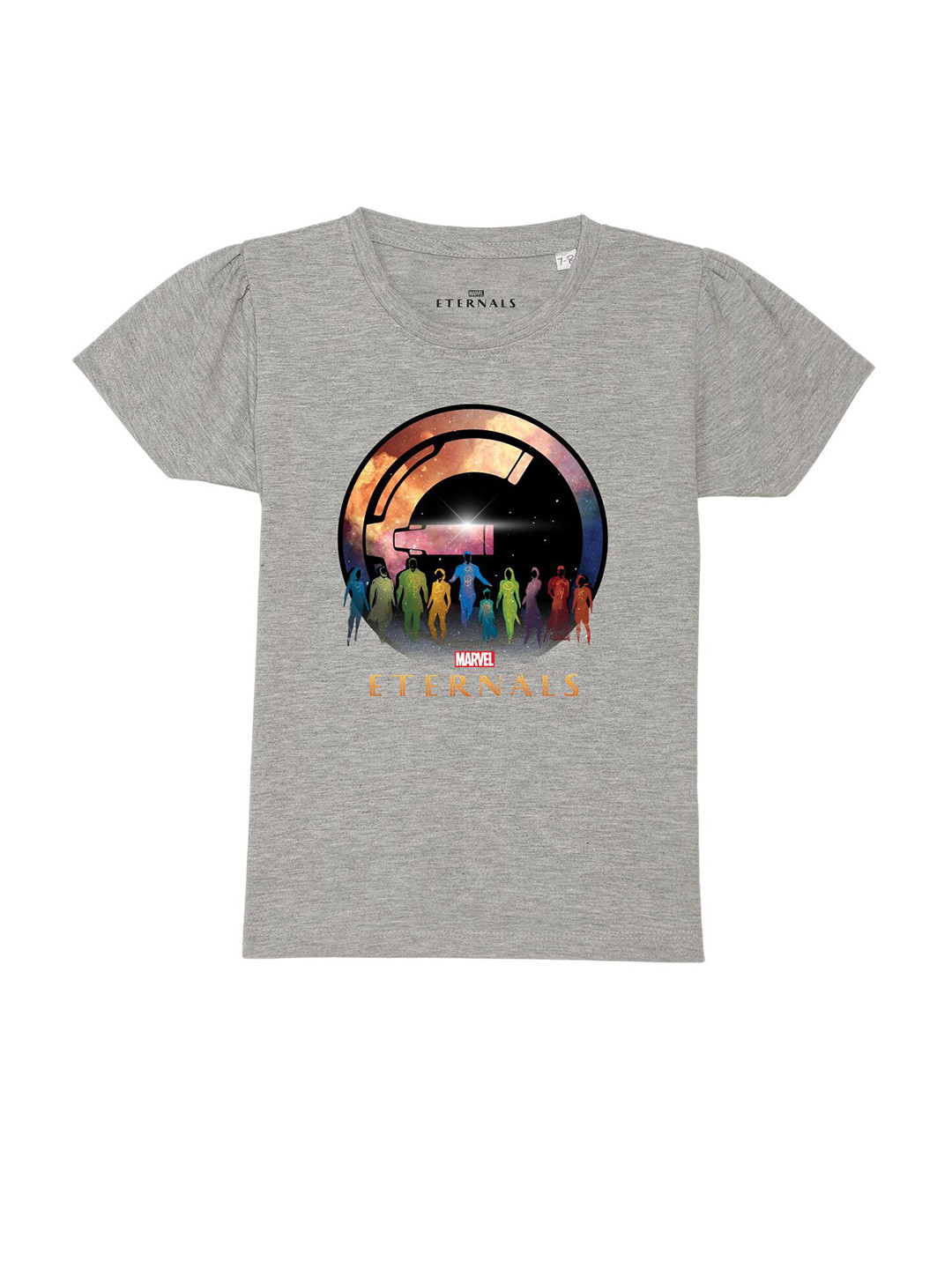 Marvel by Wear Your Mind Girls Grey Eternals Printed Pure Cotton Raw Edge T-shirt