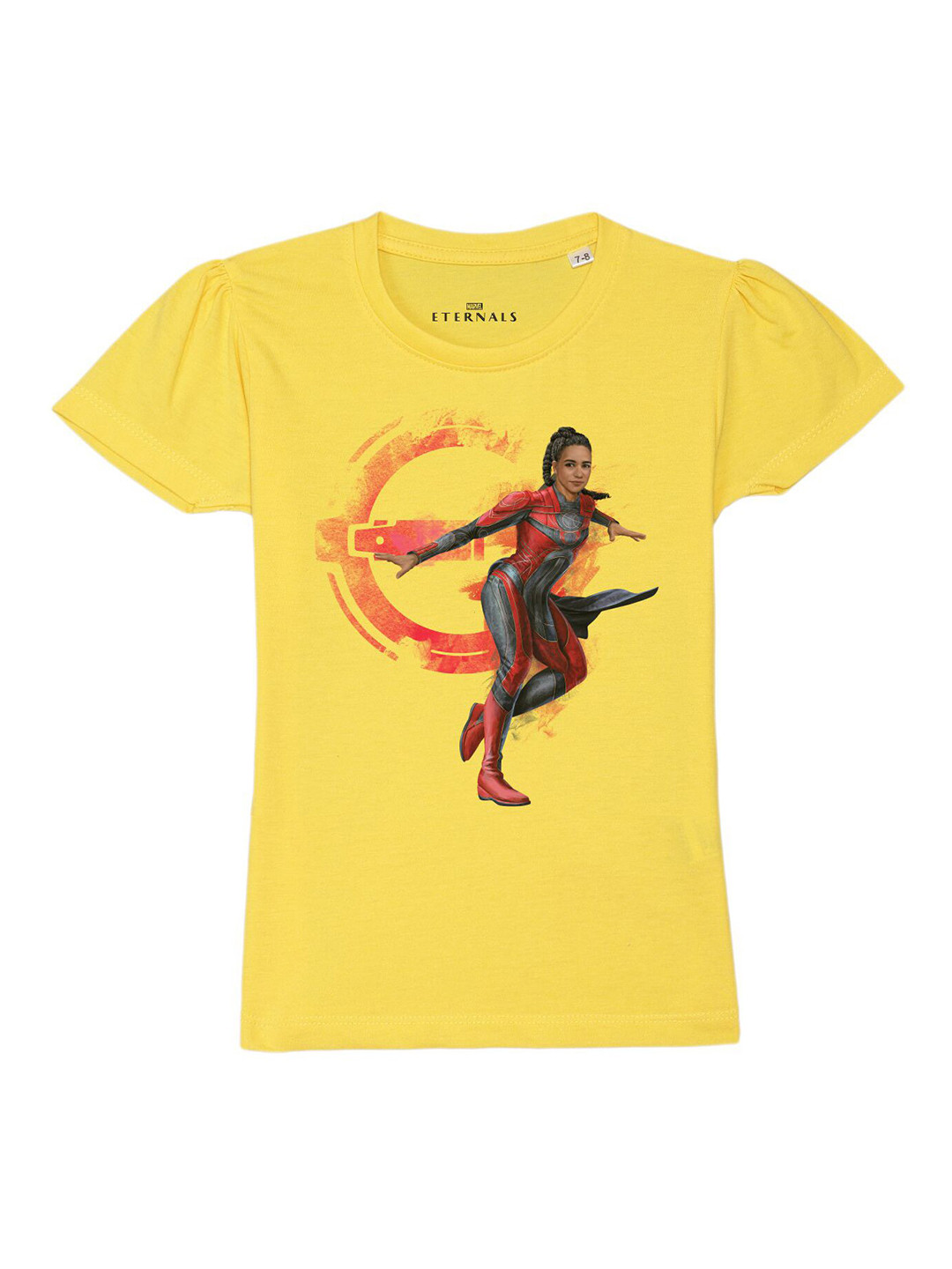 Marvel by Wear Your Mind Girls Yellow Superhero Printed Pure Cotton T-shirt