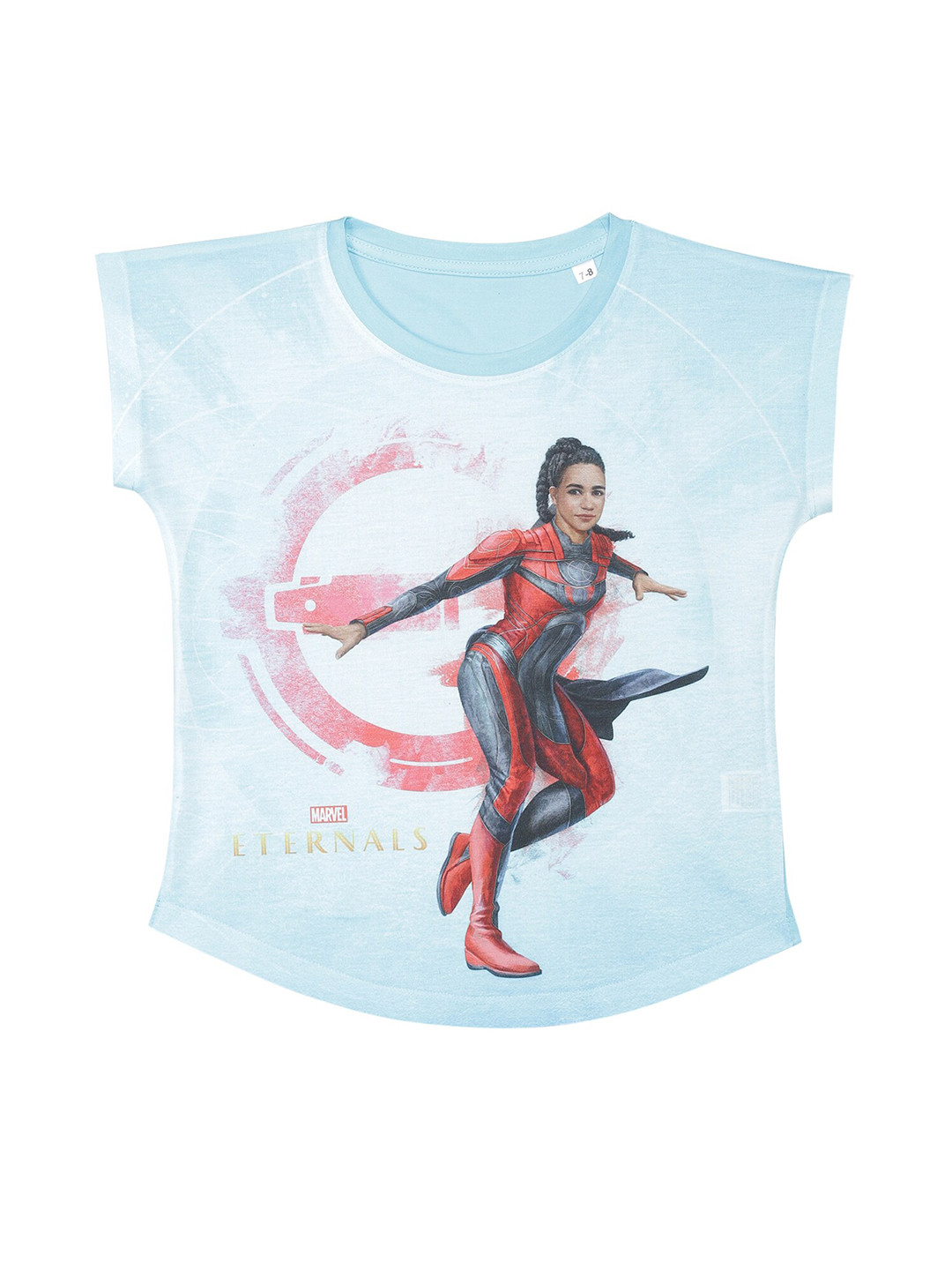 Marvel by Wear Your Mind Girls Blue Printed Extended Sleeves T-shirt