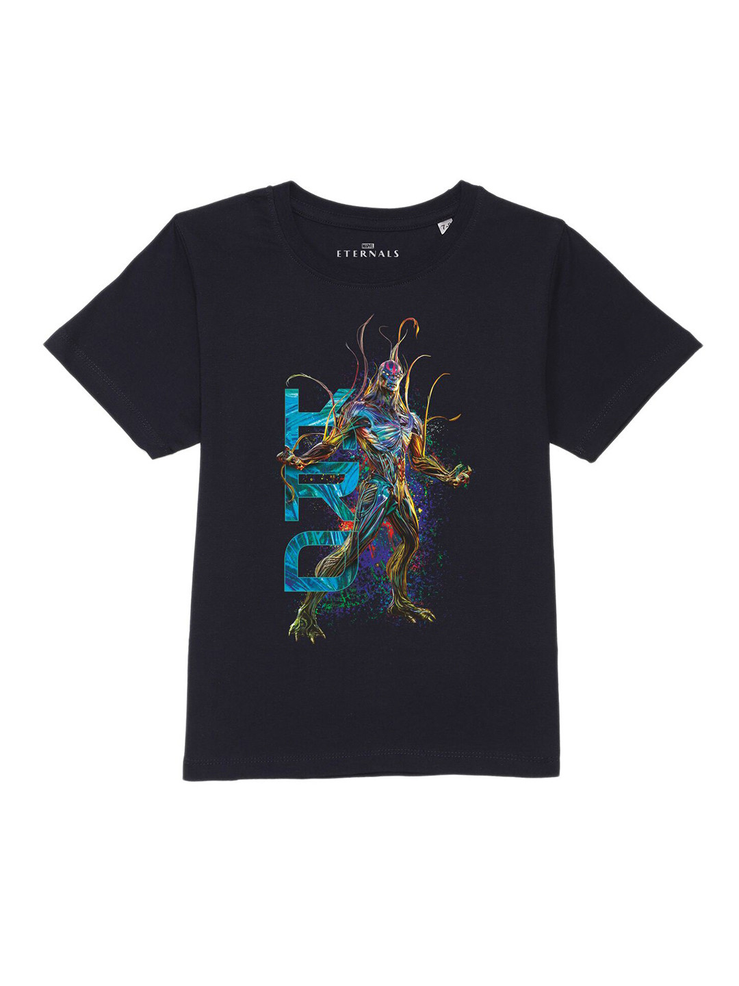 Marvel by Wear Your Mind Boys Black Henley Neck Pure Cotton Cut Outs T-shirt