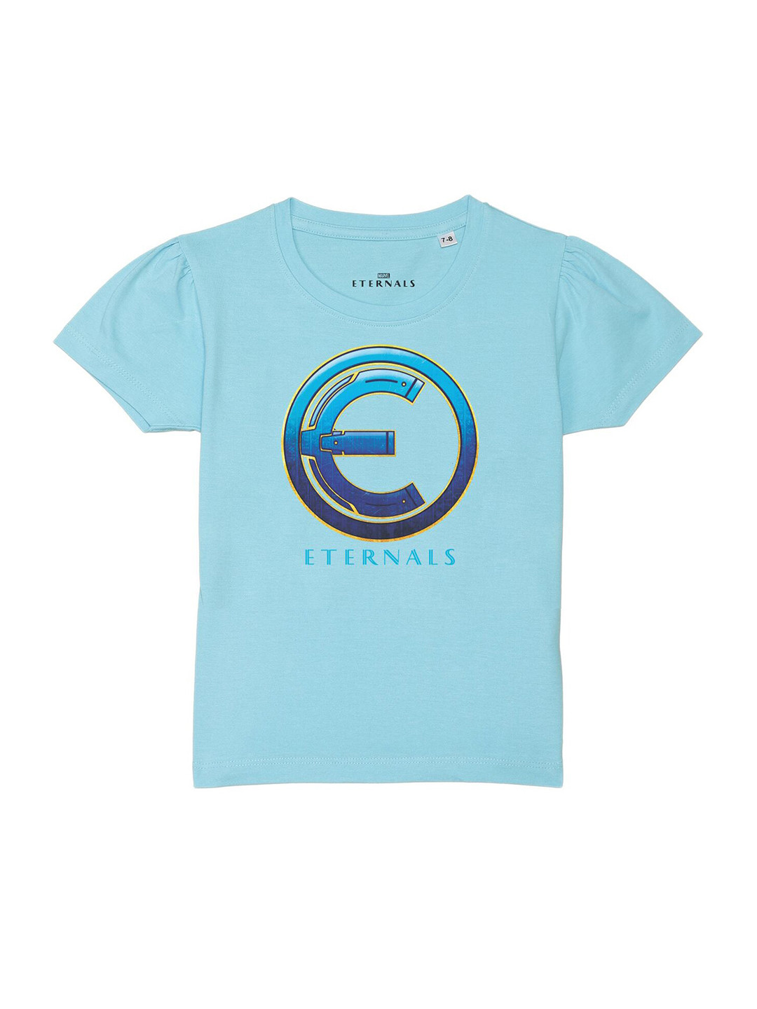 Marvel by Wear Your Mind Girls Blue Eternal Printed Pure Cotton T-shirt