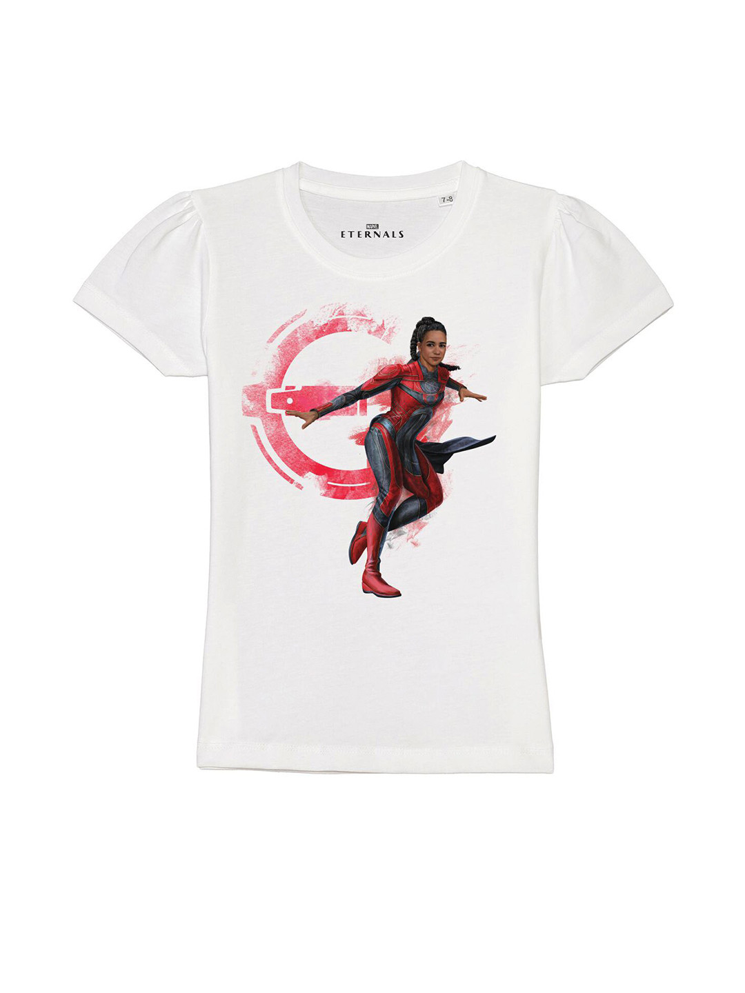 Marvel by Wear Your Mind Girls White Superhero Printed Pure Cotton T-shirt