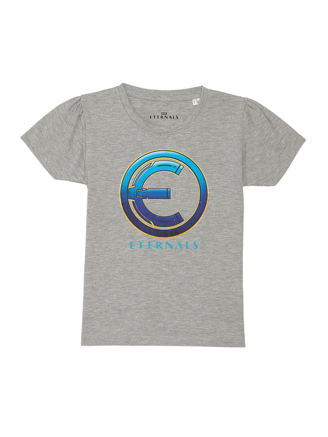 Marvel by Wear Your Mind Girls Grey Eternals Printed Pure Cotton Raw Edge T-shirt