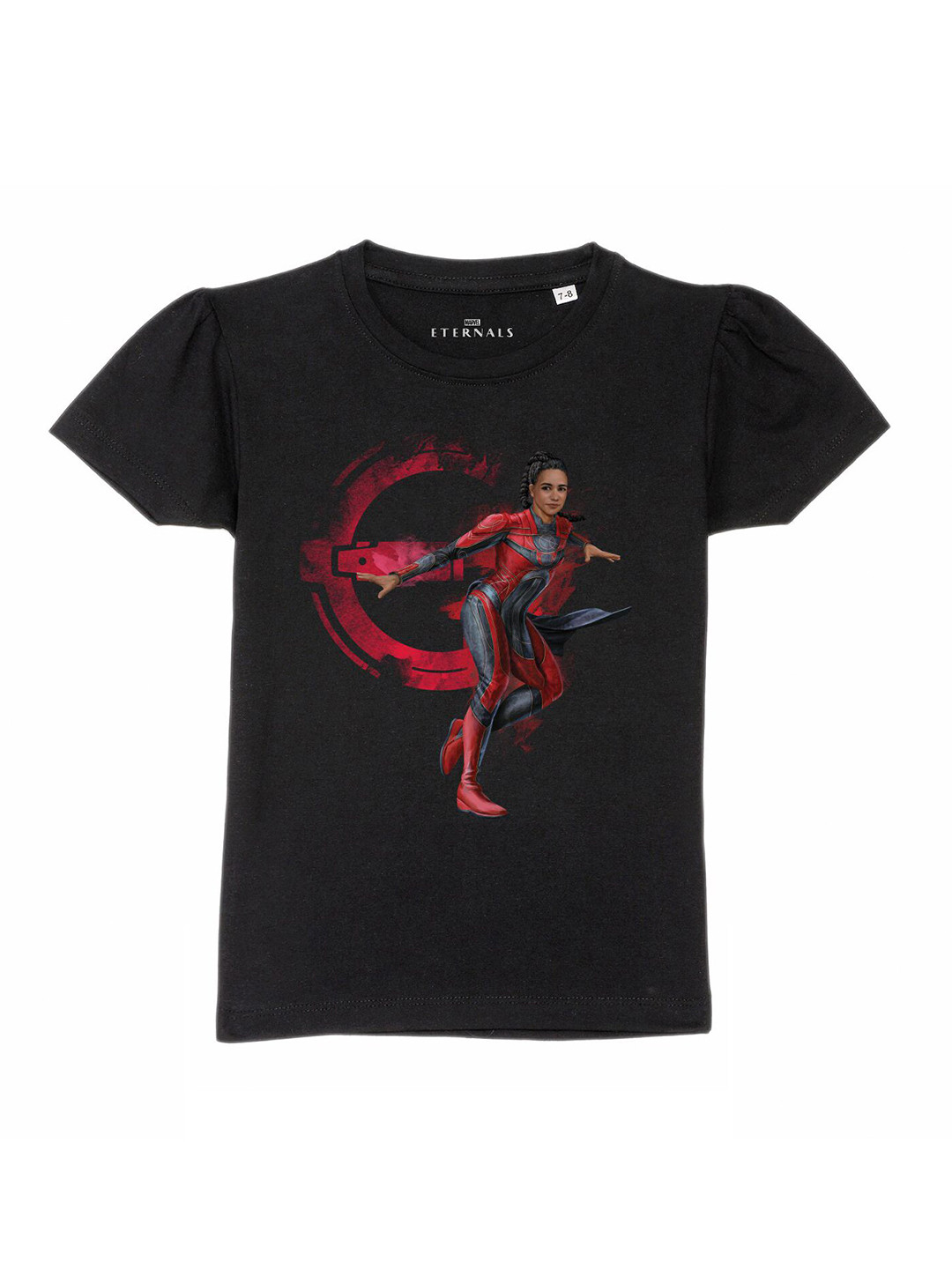Marvel by Wear Your Mind Girls Black Eternal Printed Pure Cotton T-shirt
